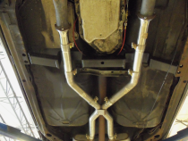 Exhaust X-Pipe Kit Intermediate Pipe 2.5 in Crossover Incl Special Angled Rear Legs Natural 409 Stainless Steel Pypes Exhaust