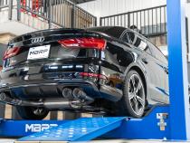 2015-2020 Audi S3 T304 Stainless Steel 3 Inch Cat Back Quad Split Rear Exit with Carbon Fiber Tips Active Exhaust MBRP