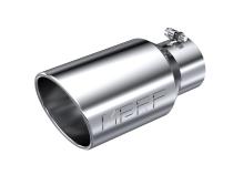 Exhaust Tail Pipe Tip 6 Inch O.D. Angled Rolled End 4 Inch Inlet 12 Inch Length T304 Stainless Steel MBRP