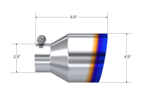 T304 Stainless Steel Burnt End Tip 2.5 Inch ID 4.5 Inch OD Out 6.5 Inch Length Angle Cut Single Wall MBRP