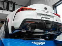 20-Up Toyota Supra T304 Stainless Steel 3 inch Cat-Back Dual Rear Outlet with Burnt End Tips 2 4.5 inch T305 Burnt End Tips Included MBRP