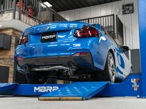 2017-2021 BMW M240i 3.0L 3.0 Inch Axle-Back Dual Rear Exit T304 Stainless Steel with Carbon Fiber Tips MBRP