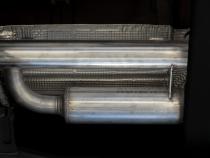 2019-2024 Silverado/Sierra 1500 2.7L Armor BLK, Aluminized Steel 3 Inch Cat-Back, 2.5 Inch Dual Split Rear Exit MBRP