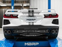 2020-2025 Chevrolet Corvette C8 6.2L Armor Pro T304 Stainless Steel 3 Inch Cat-Back Quad Split Rear with Carbon Fiber Tips Valve Delete MBRP