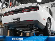 15-23 Dodge Challenger T304 Stainless Steel 2.5 Inch Cat Back Dual Rear Exit with Carbon Fiber Tips Exhaust System MBRP