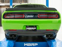 15-23 Dodge Challenger T304 Stainless Steel 3 Inch Dual Cat Back Quad Tips with Carbon Fiber Tips (Street Version) Exhaust System MBRP