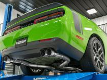15-23 Dodge Challenger T304 Stainless Steel 3 Inch Dual Cat Back Quad Tips with Carbon Fiber Tips (Street Version) Exhaust System MBRP