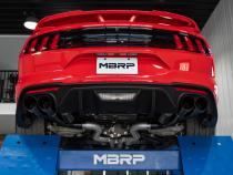 18-23 Ford Mustang GT 5.0L T304 Stainless Steel 3 Inch Cat-Back Dual Rear with Quad Carbon Fiber Tips Race Version MBRP