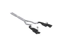 24-Up Ford Mustang GT 5.0L, Armor BLK Black-Coated Aluminized Steel 3 Inch Cat-Back Dual Split Rear with Quad Black Tips, Race Profile MBRP