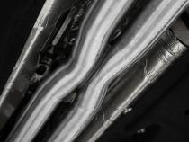 24-Up Ford Mustang GT 5.0L, Armor BLK Black-Coated Aluminized Steel 3 Inch Cat-Back Dual Split Rear with Quad Black Tips, Race Profile MBRP