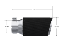 Universal Carbon Fiber 4-Inch Inlet 6-Inch OD 12-Inch Length Dual Wall Angle Cut MBRP