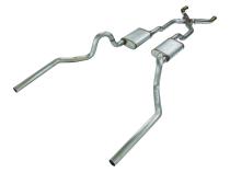 Crossmember Back w/X-Pipe Exhaust System 68-72 Chevelle High Tubro Split Rear Dual Exit 2.5 in Intermediate And Tail Pipe 18 inch Turbo Pro Muffler/Hardware Incl Tip Not Incl Pypes Exhaust